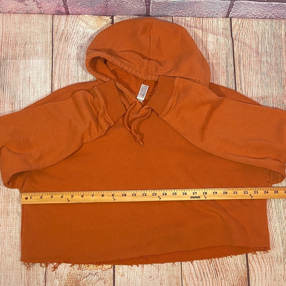 90 Degree Women’s XL Cropped Hoodie Rust Orange Pullover Sweatshirt - Picture 6 of 8